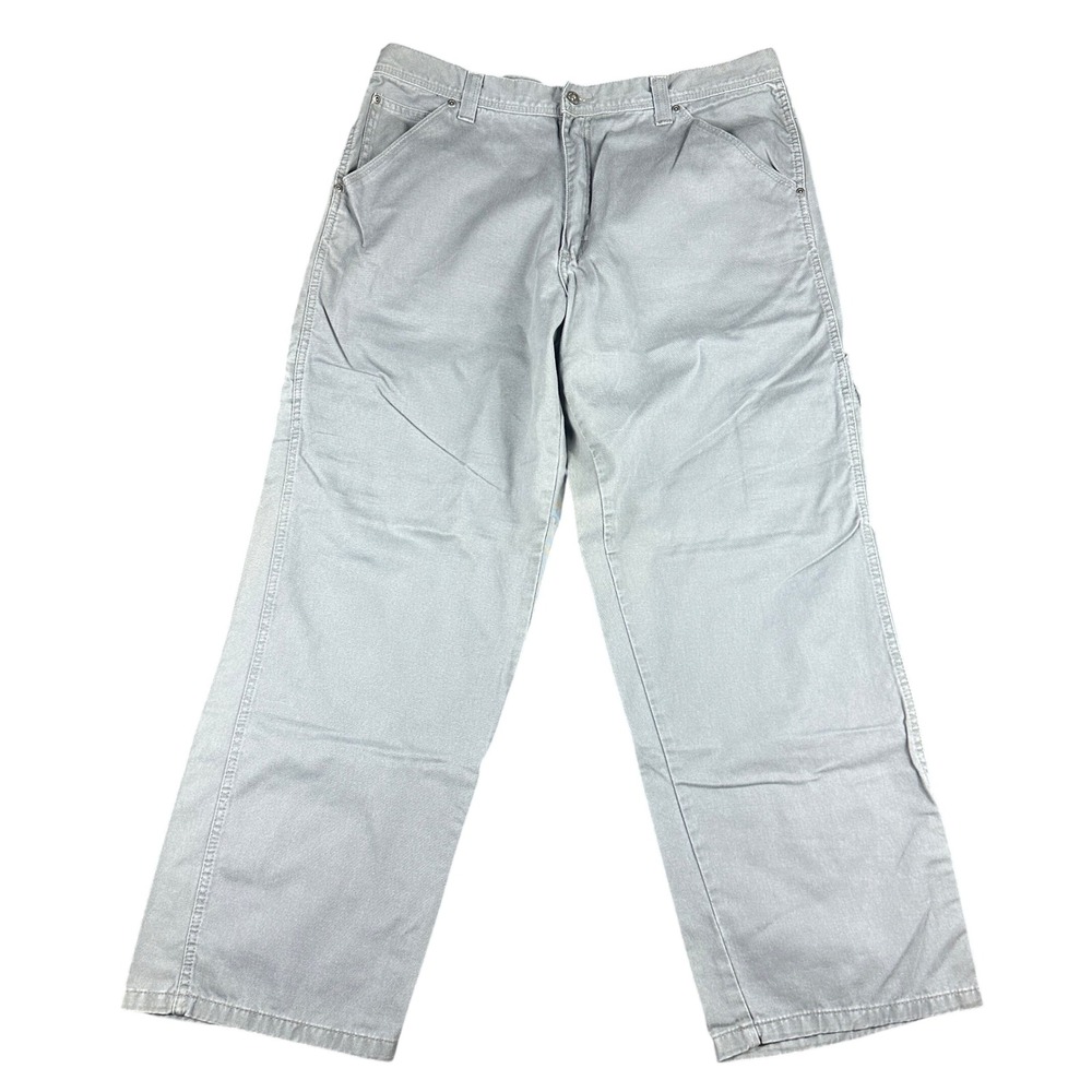 Wrangler Hero Mens Gray Carpenter Pants Workwear Y2K Baggy Straight Leg 38x30